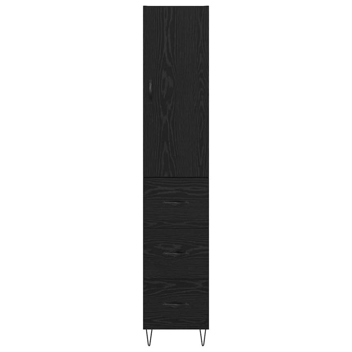 Highboard med skuffe Sort eg 34,5 x 34 x 90 cm Konstrueret træ