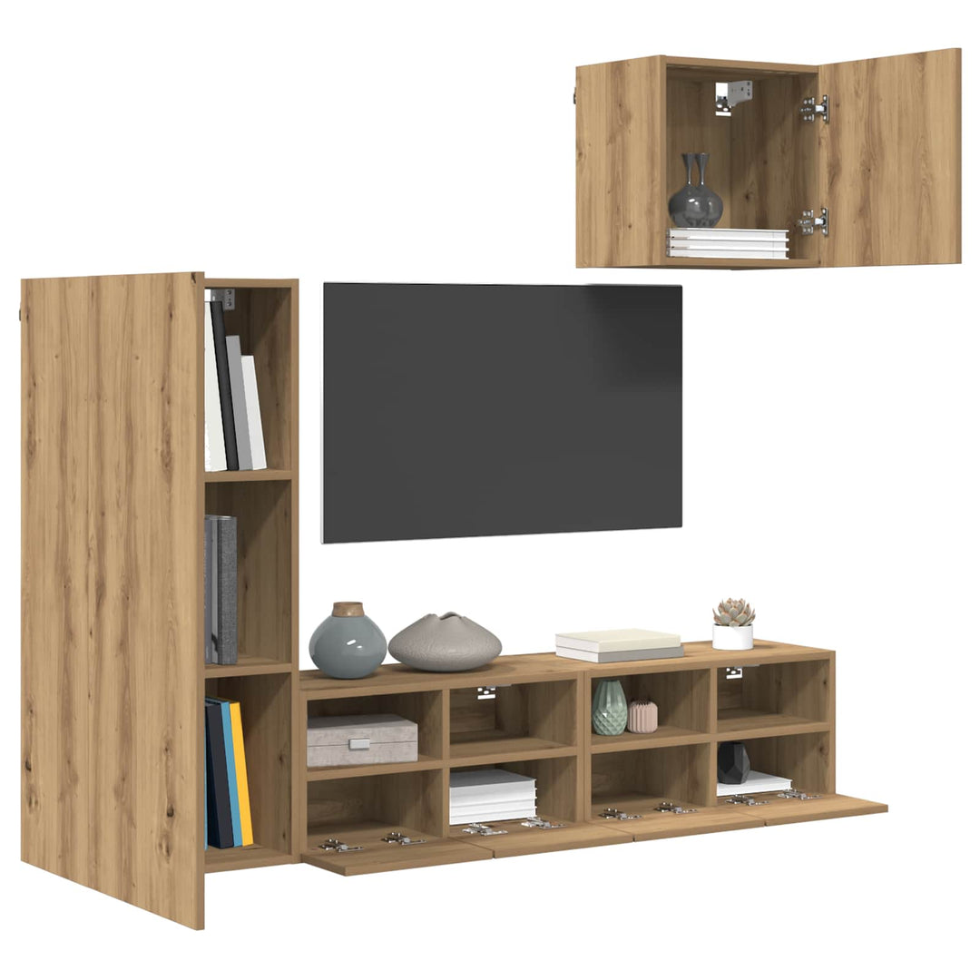 TV Vægmonteringer 4 pcs Artisan Egetræ Konstrueret træ