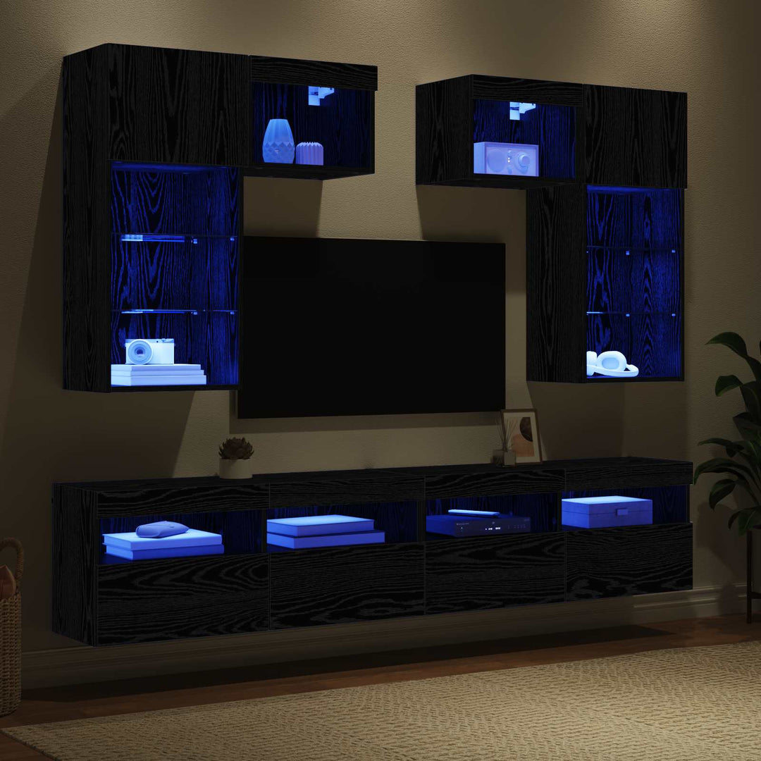 TV Vægmonteringer 6 pcs Artisan Egetræ Konstrueret træ
