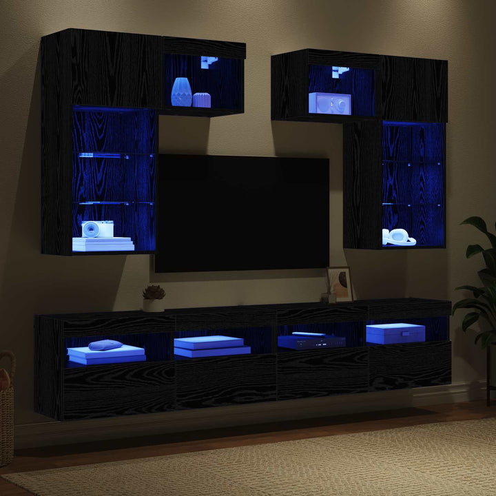 TV Vægmonteringer 6 pcs Artisan Egetræ Konstrueret træ