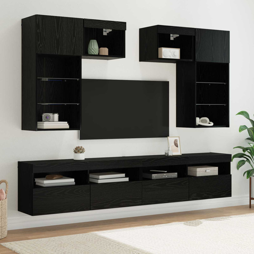 TV Vægmonteringer 6 pcs Artisan Egetræ Konstrueret træ