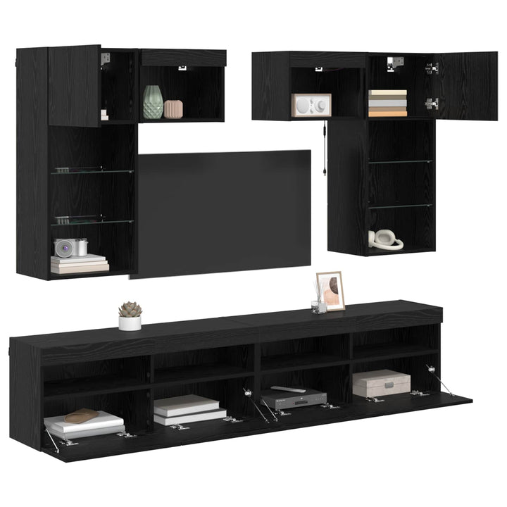 TV Vægmonteringer 6 pcs Artisan Egetræ Konstrueret træ