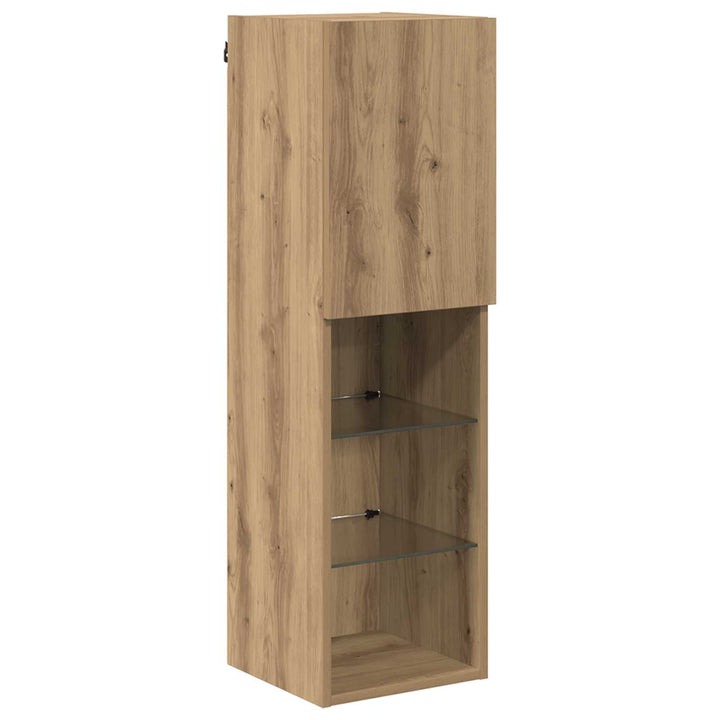 TV Væghængt Skabssæt med LED-lys 7 pcs artisan eg