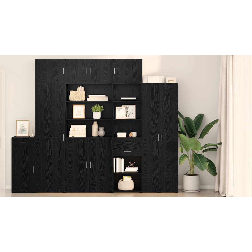 Highboard med skuffe Sort eg 50 x 42,5 x 225 cm Konstrueret træ