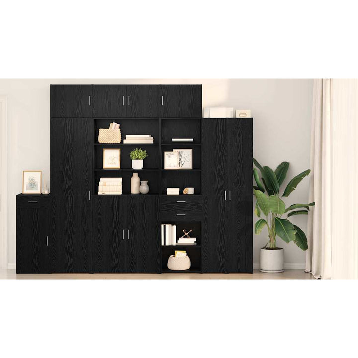 Highboard med skuffe Sort eg 50 x 42,5 x 225 cm Konstrueret træ