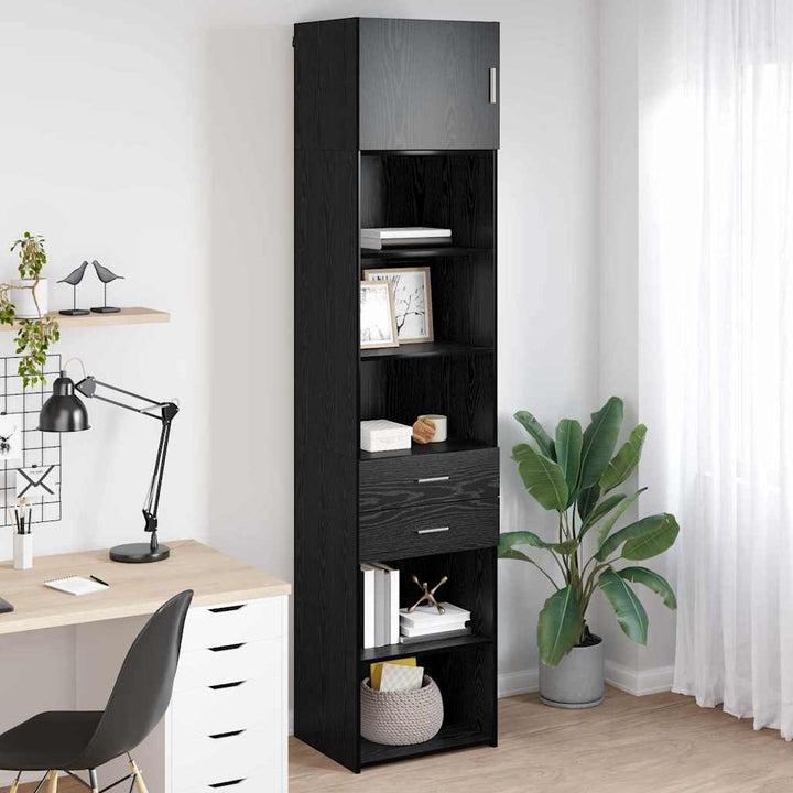 Highboard med skuffe Sort eg 50 x 42,5 x 225 cm Konstrueret træ