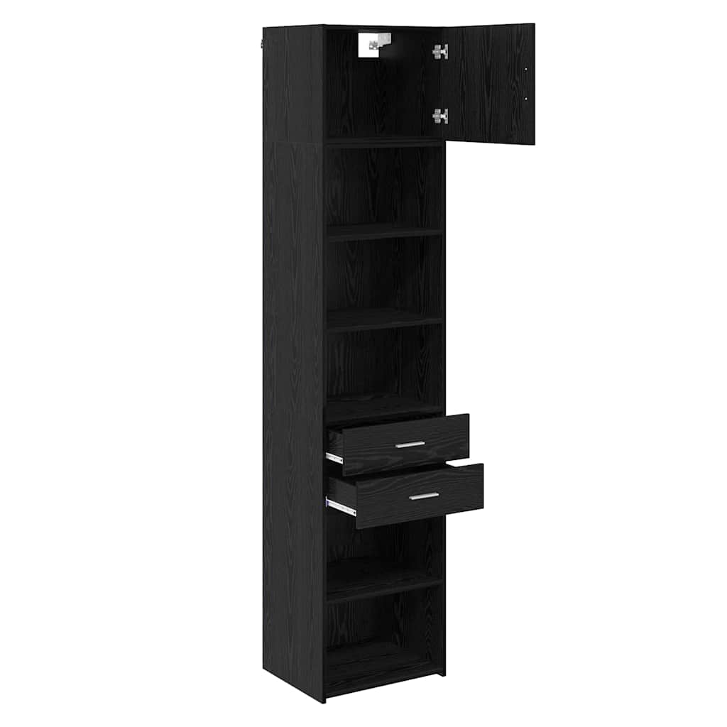 Highboard med skuffe Sort eg 50 x 42,5 x 225 cm Konstrueret træ