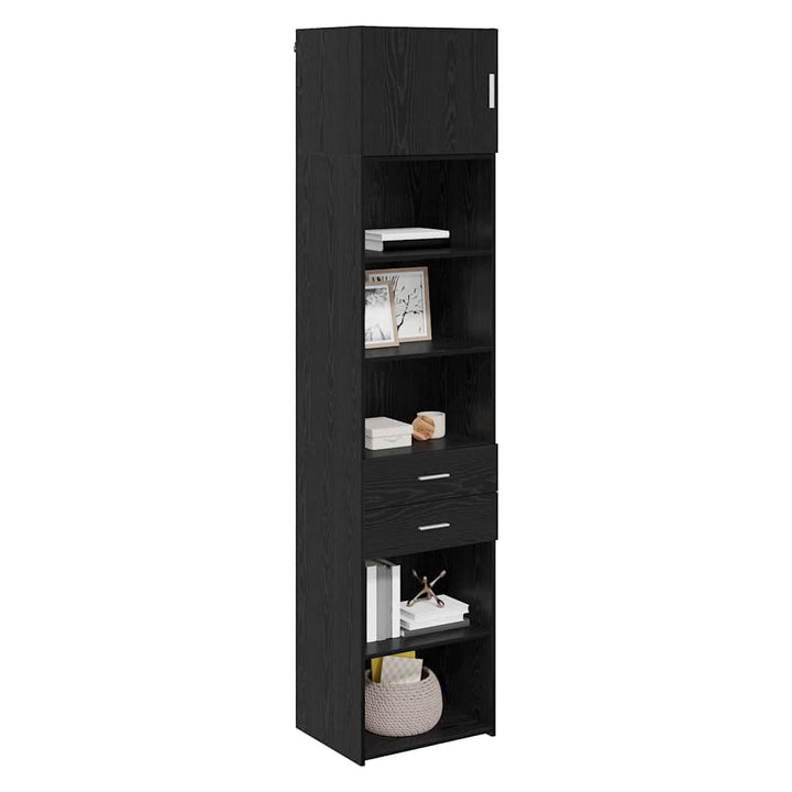 Highboard med skuffe Sort eg 50 x 42,5 x 225 cm Konstrueret træ