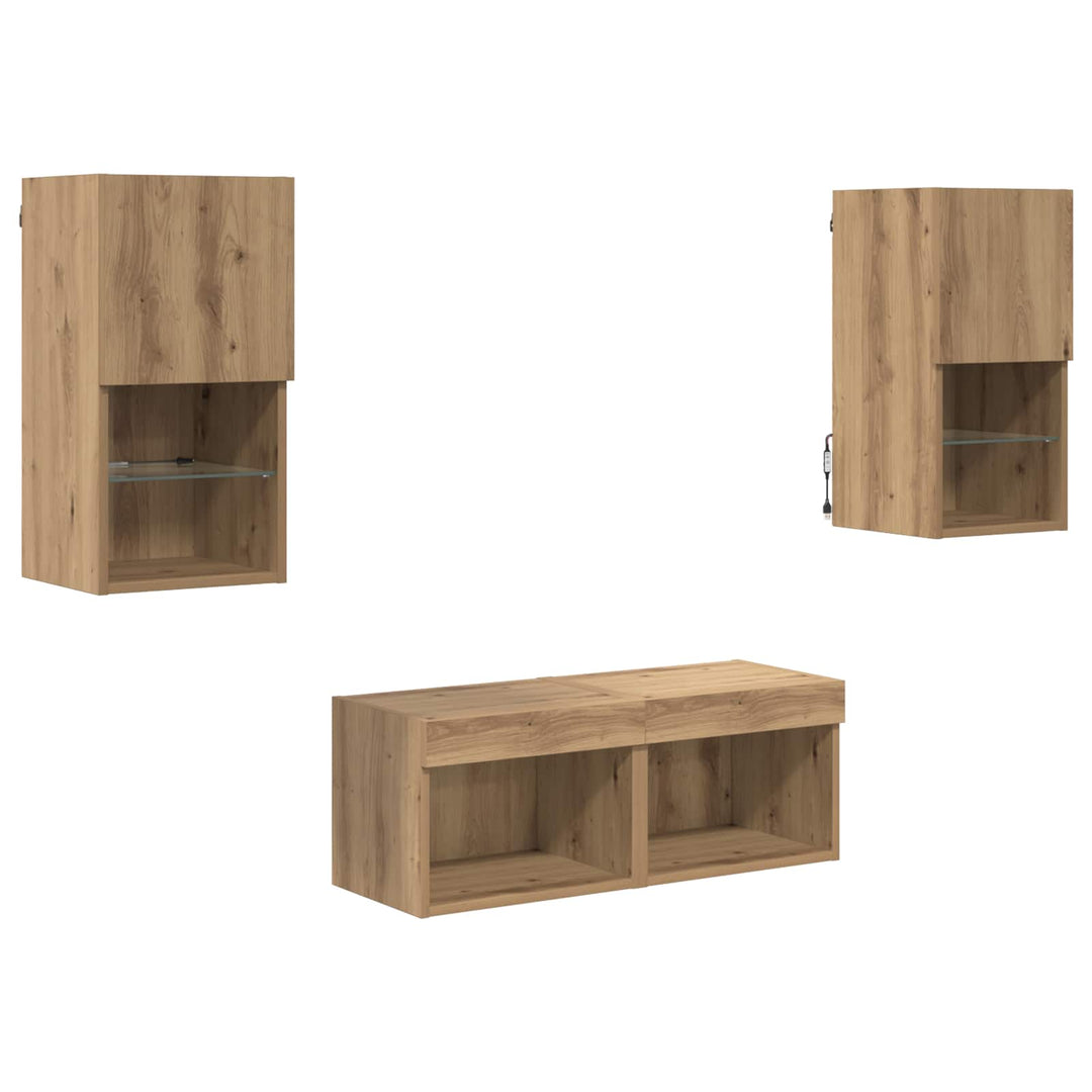TV Væghylder 4 pcs Artisan Egetræ Konstrueret træ