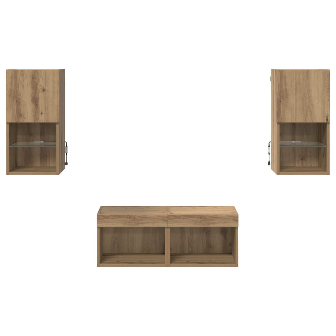 TV Væghylder 4 pcs Artisan Egetræ Konstrueret træ