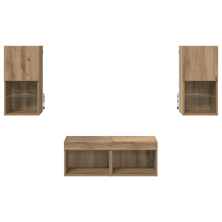 TV Væghylder 4 pcs Artisan Egetræ Konstrueret træ