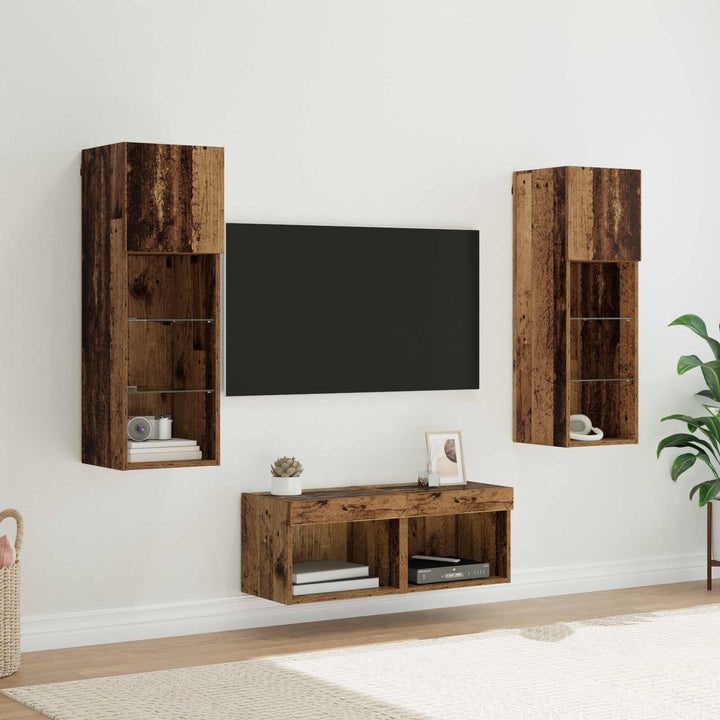 TV Væghylder 4 pcs Artisan Egetræ Konstrueret træ