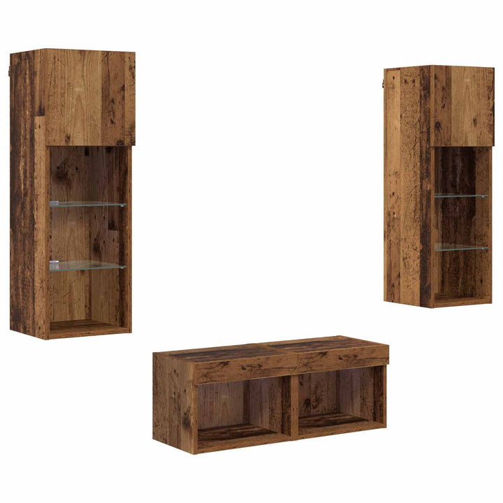 TV Væghylder 4 pcs Artisan Egetræ Konstrueret træ