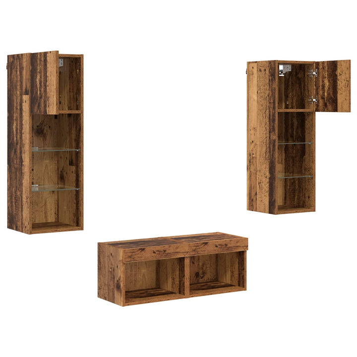 TV Væghylder 4 pcs Artisan Egetræ Konstrueret træ