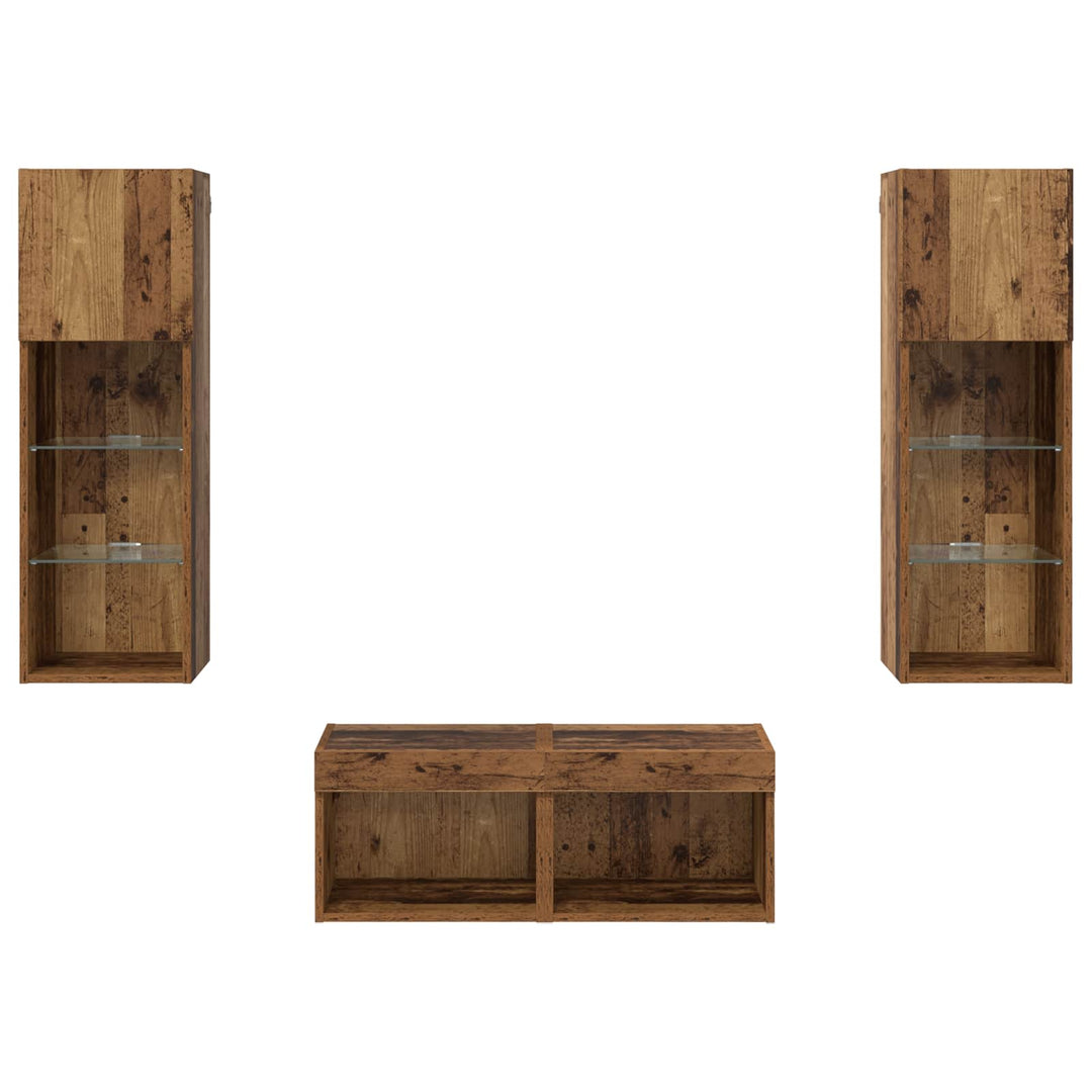 TV Væghylder 4 pcs Artisan Egetræ Konstrueret træ