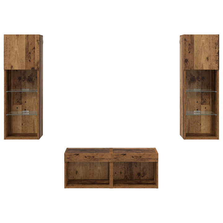 TV Væghylder 4 pcs Artisan Egetræ Konstrueret træ
