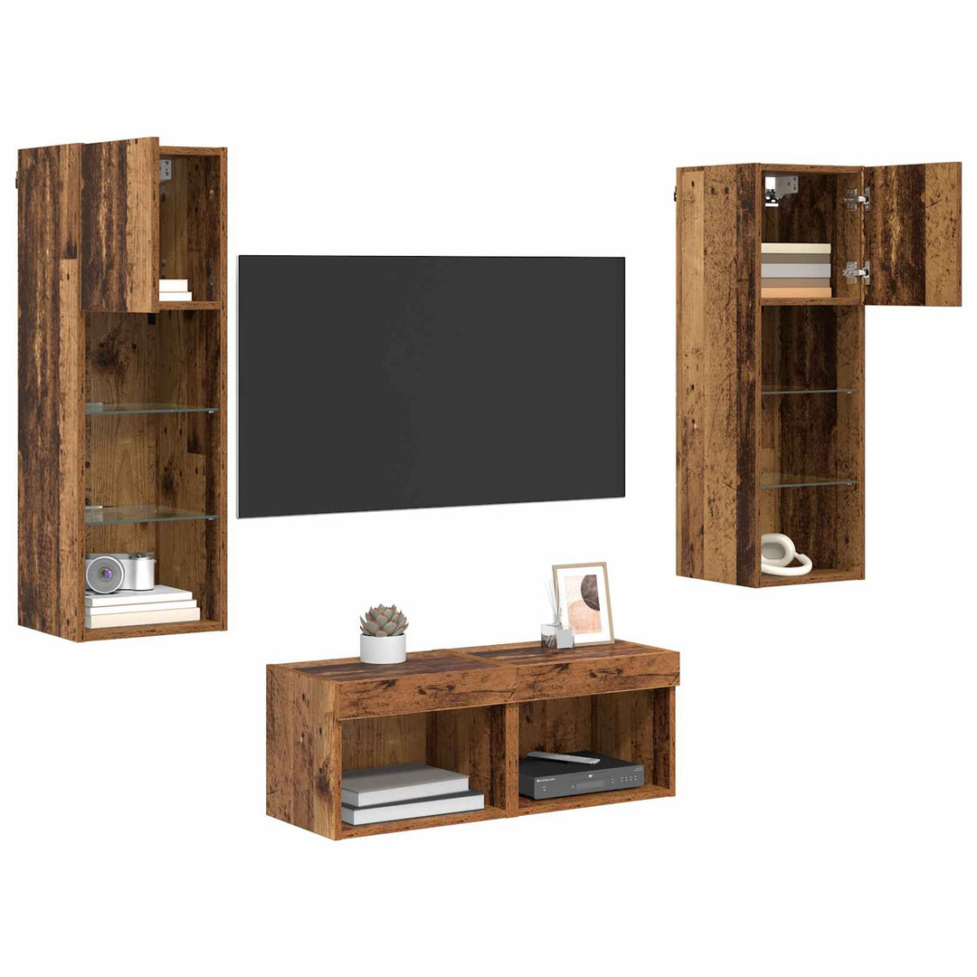 TV Væghylder 4 pcs Artisan Egetræ Konstrueret træ