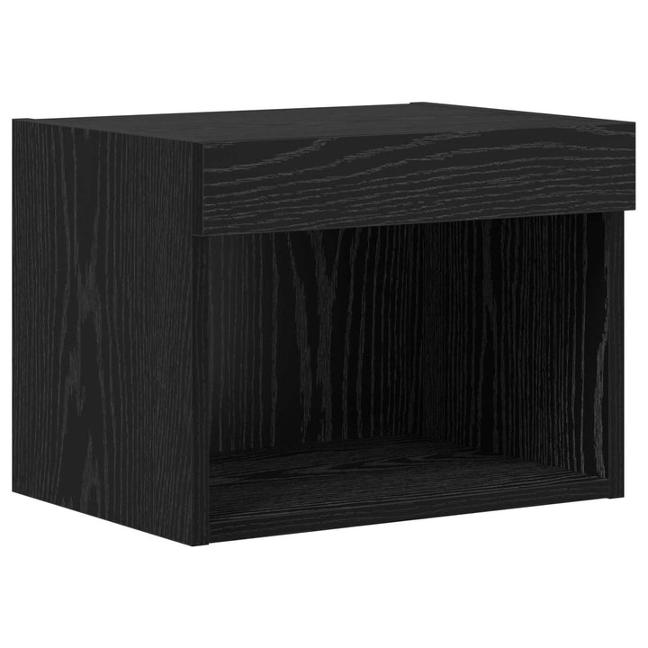 TV Væghylder med LED -strimmellys 4 pcs Sort eg Konstrueret træ