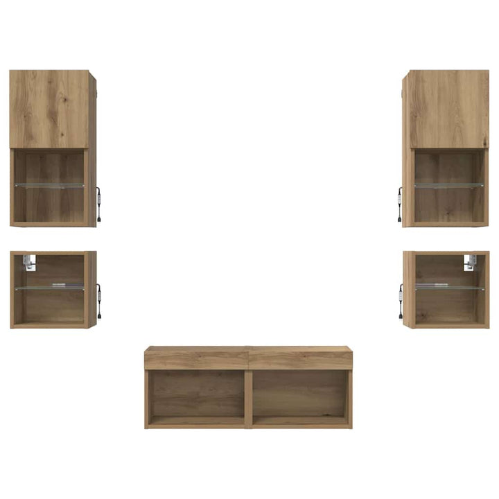 TV Vægmonteringer 8 pcs Artisan Egetræ Konstrueret træ