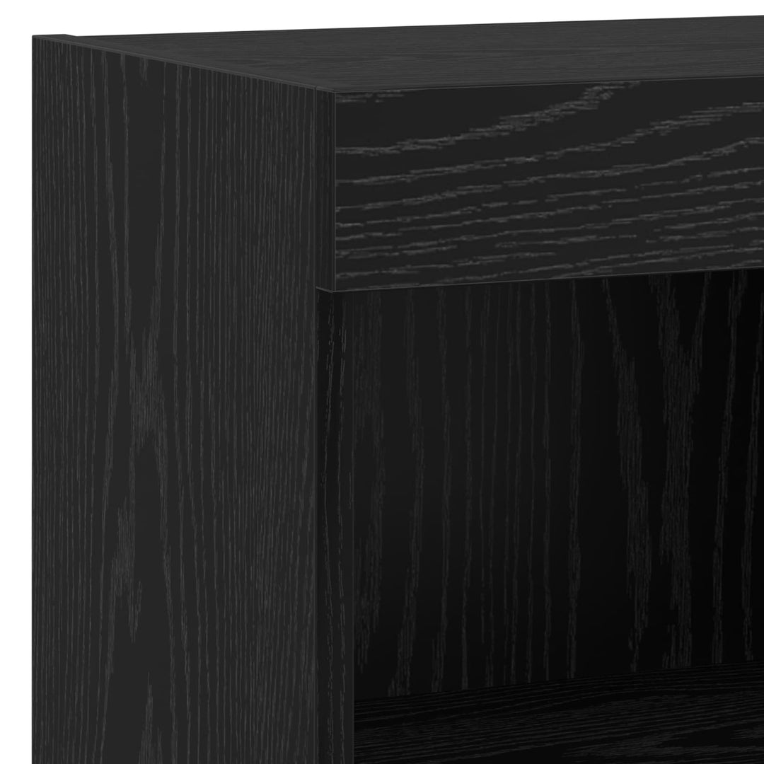 TV Væg Enhed med LED -strimmellys 6 pcs Sort eg Konstrueret træ