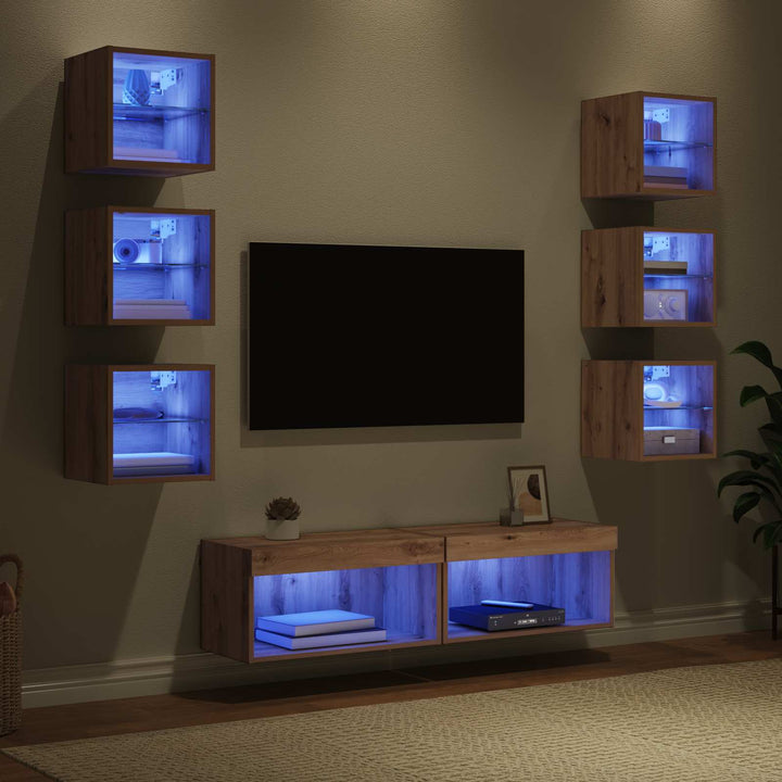 TV-skab 8 pcs Artisan Egetræ Glas