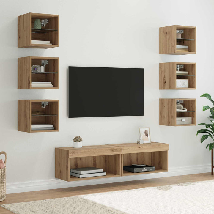 TV-skab 8 pcs Artisan Egetræ Glas