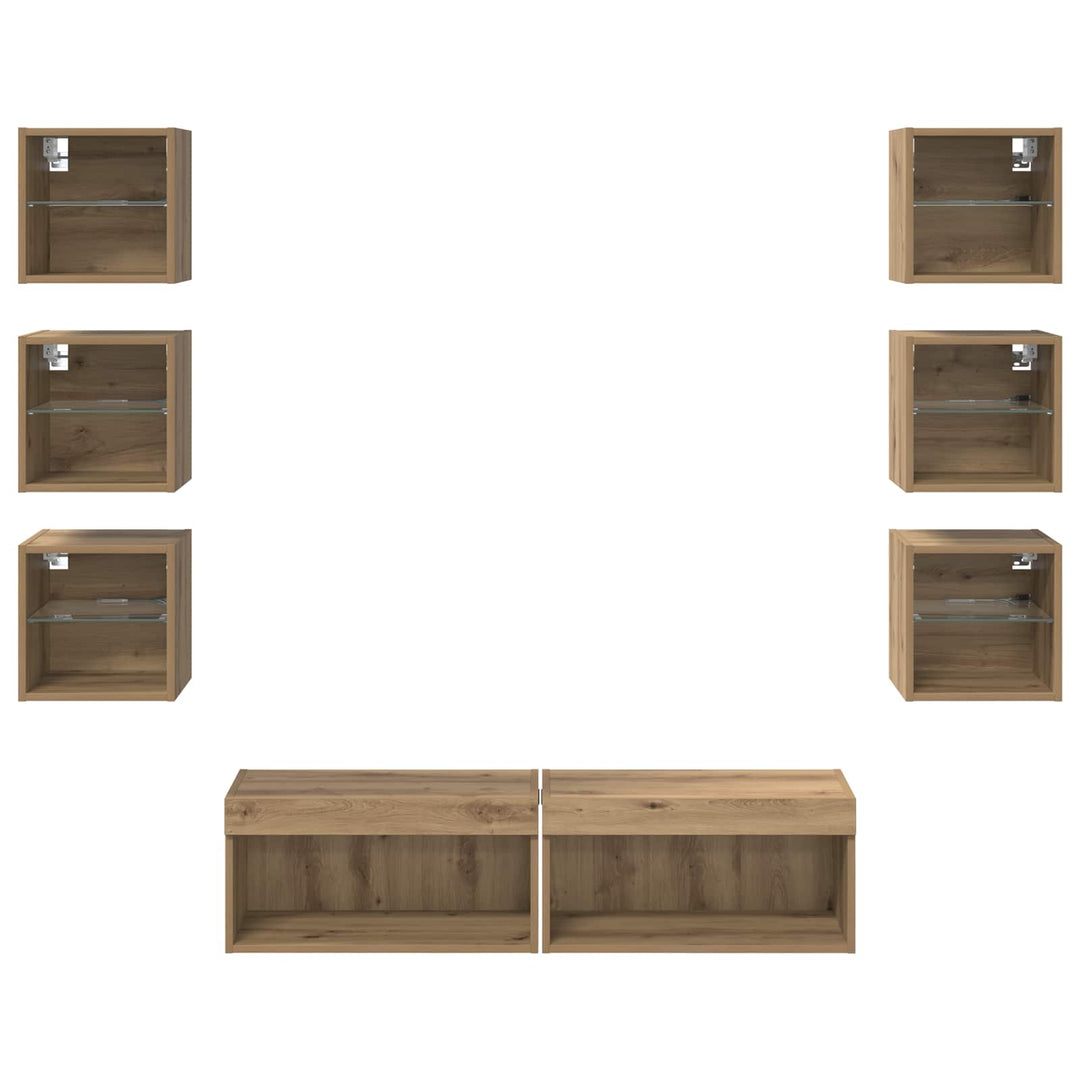 TV-skab 8 pcs Artisan Egetræ Glas