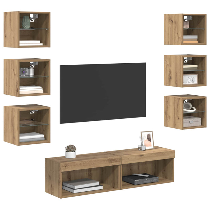 TV-skab 8 pcs Artisan Egetræ Glas