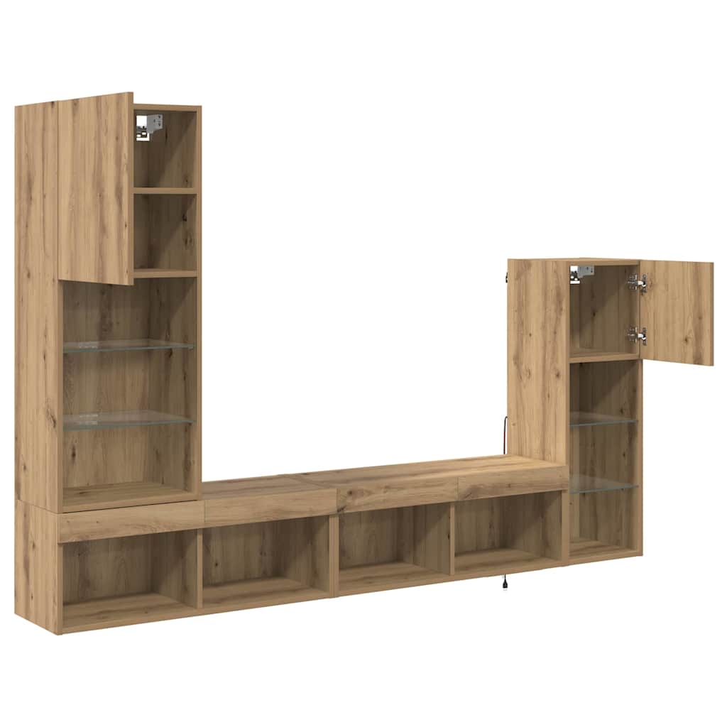 TV Vægmonteringer 4 pcs Artisan Egetræ Konstrueret træ