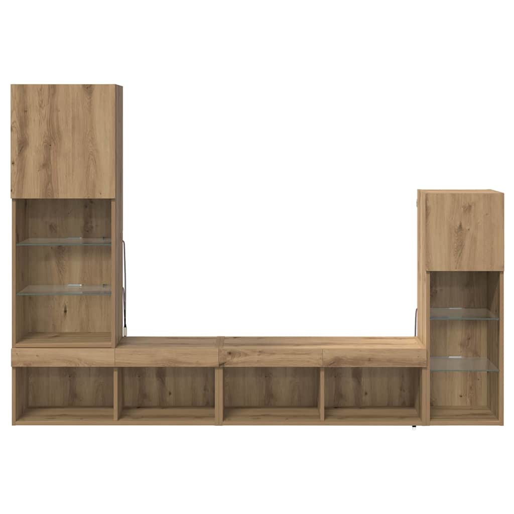 TV Vægmonteringer 4 pcs Artisan Egetræ Konstrueret træ