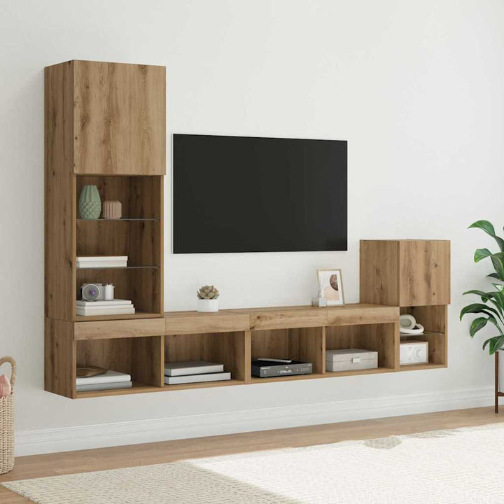 TV Vægmonteringer 4 pcs Artisan Egetræ Konstrueret træ