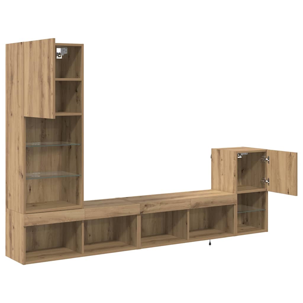 TV Vægmonteringer 4 pcs Artisan Egetræ Konstrueret træ