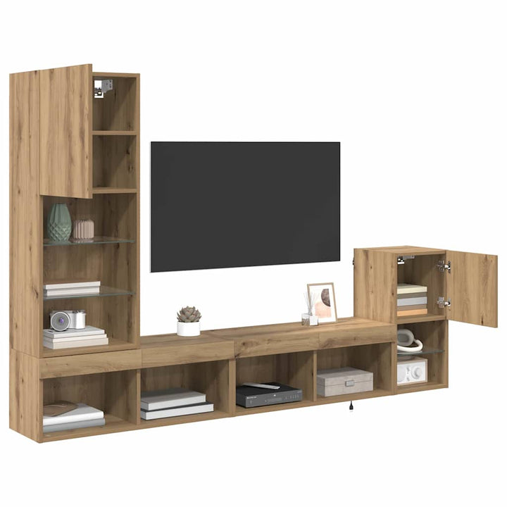 TV Vægmonteringer 4 pcs Artisan Egetræ Konstrueret træ