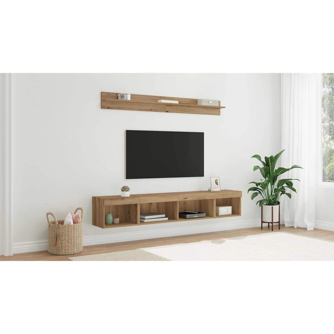 Tv vægskab sæt med LED 5 pcs Artisan Egetræ Konstrueret træ