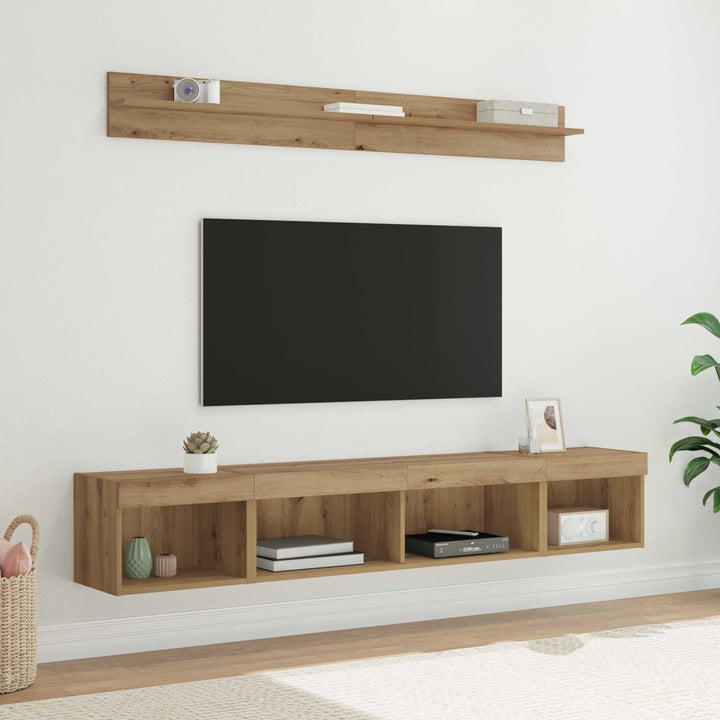 Tv vægskab sæt 5 pcs Artisan Egetræ Konstrueret træ