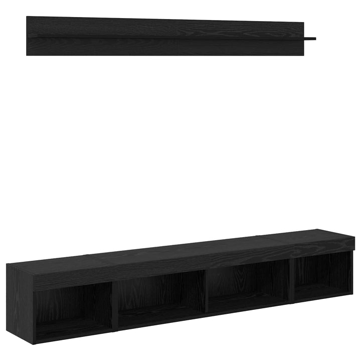 Tv vægskab sæt med LED 5 pcs Sort eg Konstrueret træ