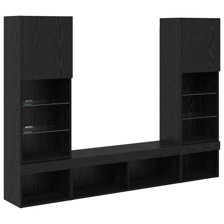 TV vægenheder med LED 5 pcs 40,5 x 30 x 102 cm Sort eg