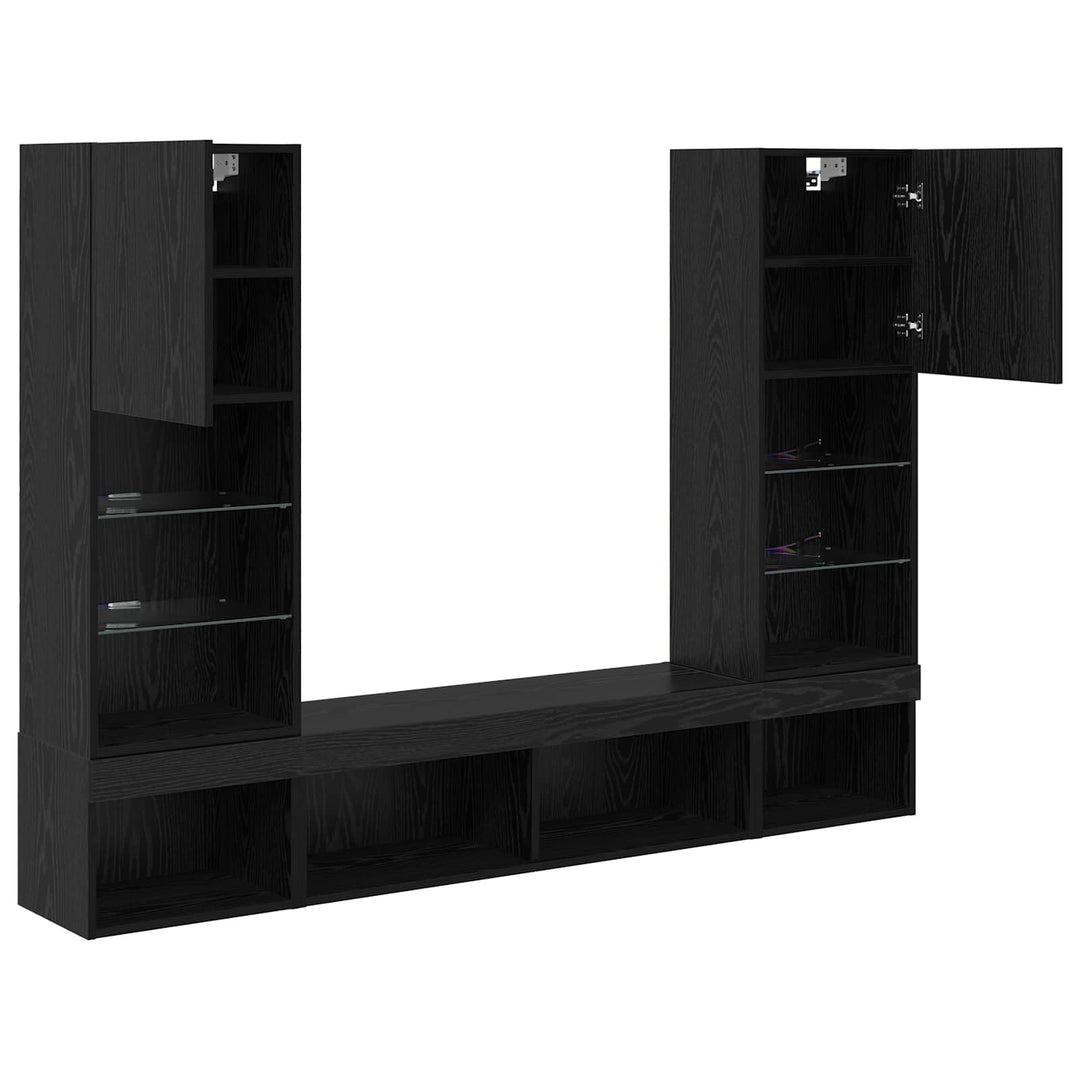 TV vægenheder med LED 5 pcs 40,5 x 30 x 102 cm Sort eg