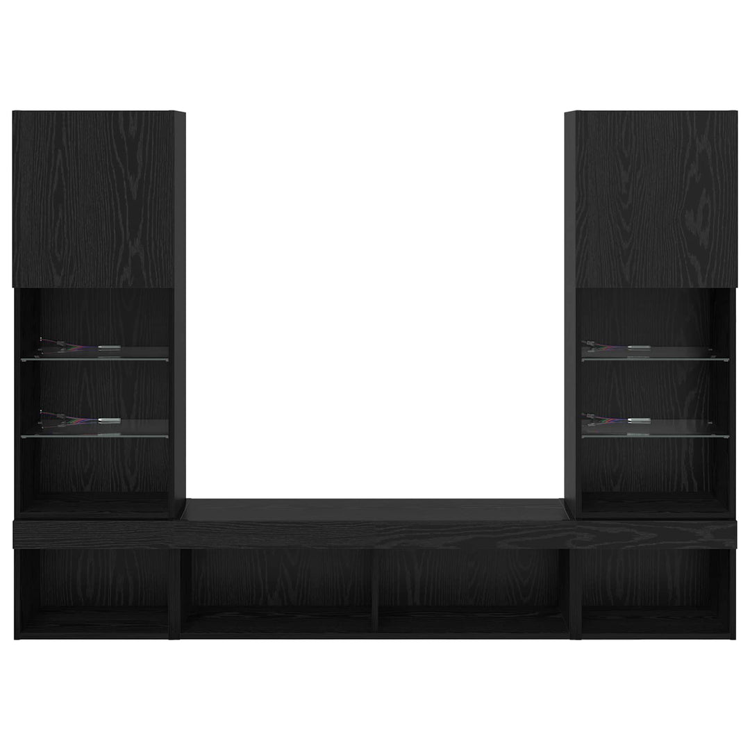 TV vægenheder med LED 5 pcs 40,5 x 30 x 102 cm Sort eg