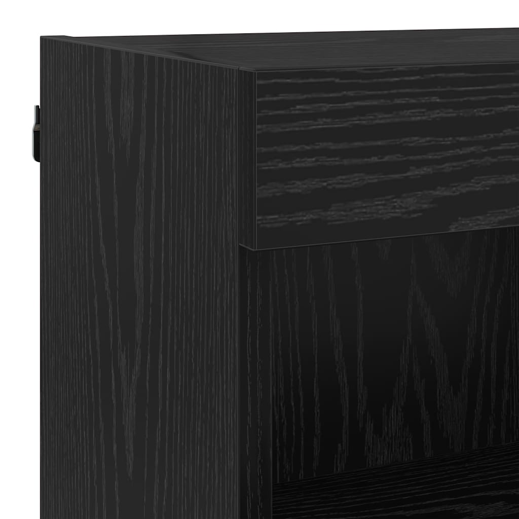 TV vægenheder med LED 6 pcs Sort eg Konstrueret træ