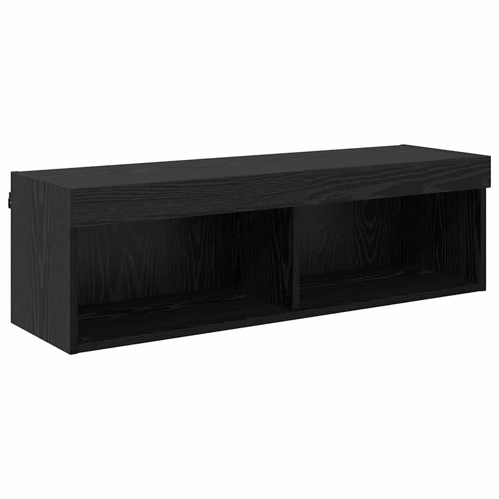 TV vægenheder med LED 6 pcs Sort eg Konstrueret træ