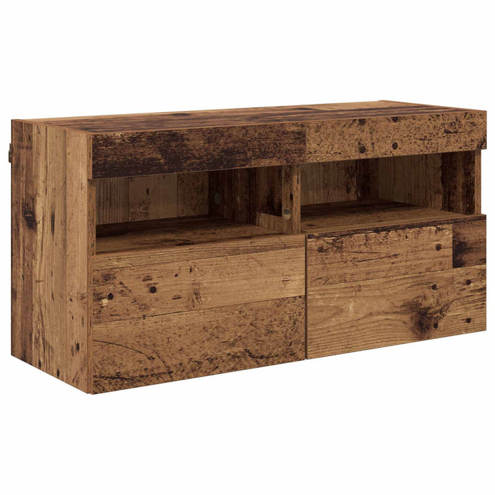 TV vægenheder med LED med LED 5 pcs Gammelt træ 80 x 30 x 40 cm
