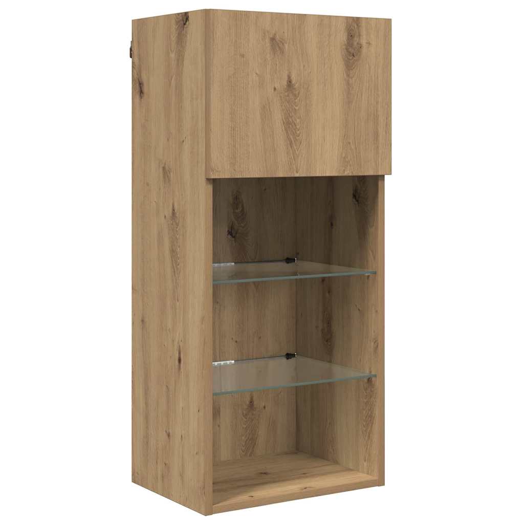 TV vægenheder med LED 5 pcs Artisan Egetræ Konstrueret træ