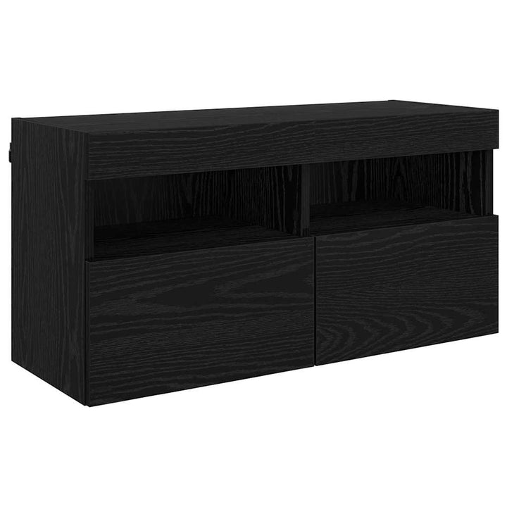 TV vægenheder med LED 5 pcs Sort eg 40,5 x 30 x 90 cm