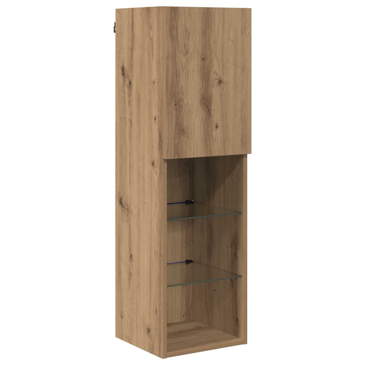 TV-skab med LED 7 pcs Artisan Egetræ Konstrueret træ