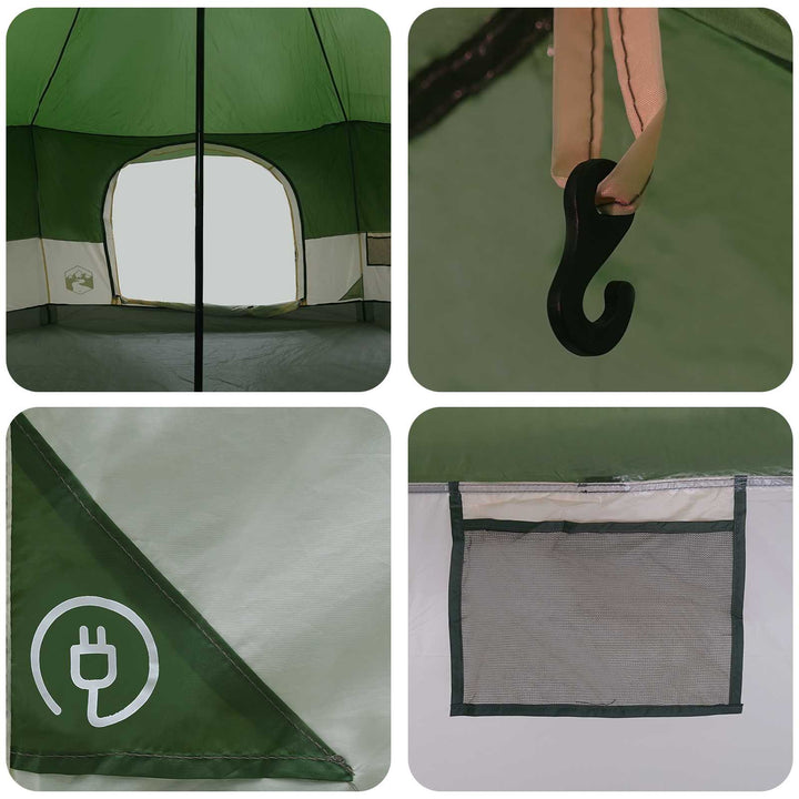 Familietelt Grøn 18-Personer 185T Polyester med PU Coating