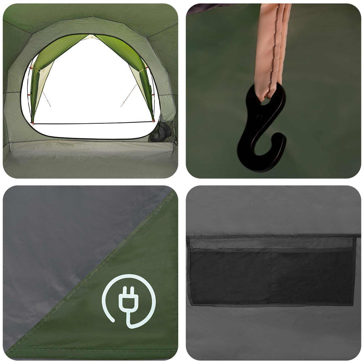 Tunneltelt 4-personers Grøn 185T Polyester med PU Coating