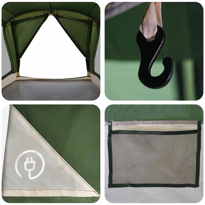 Familietelt 14-personers Grøn 185T Polyester med PU Coating