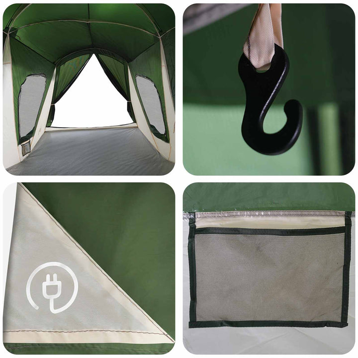 Familietelt 14-personers Grøn 185T Polyester med PU Coating