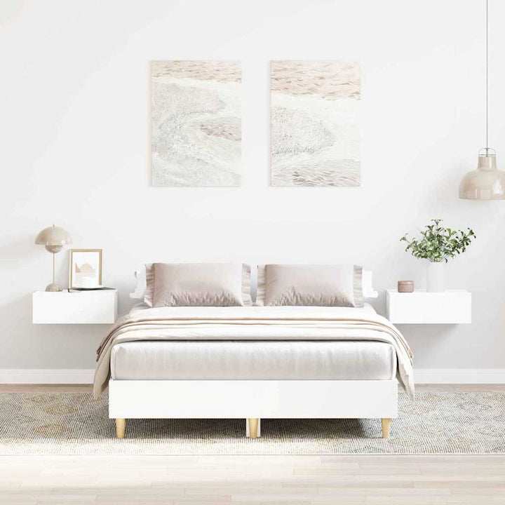 Sengestel Hvid 137 x 190 cm Konstrueret træ
